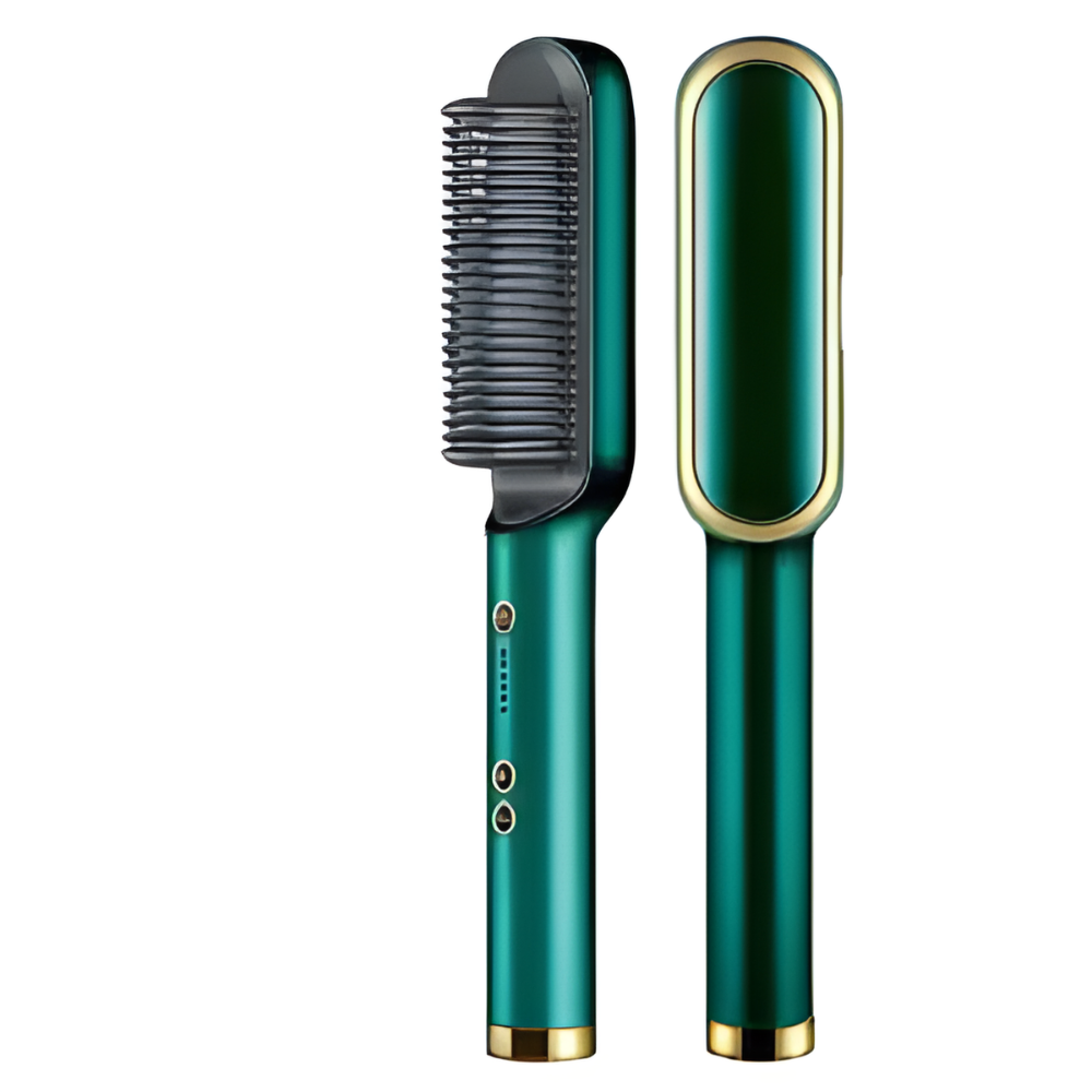 2-in-1 Hair Curler and Straightener Brush – Anti-Scald, Quick Heating