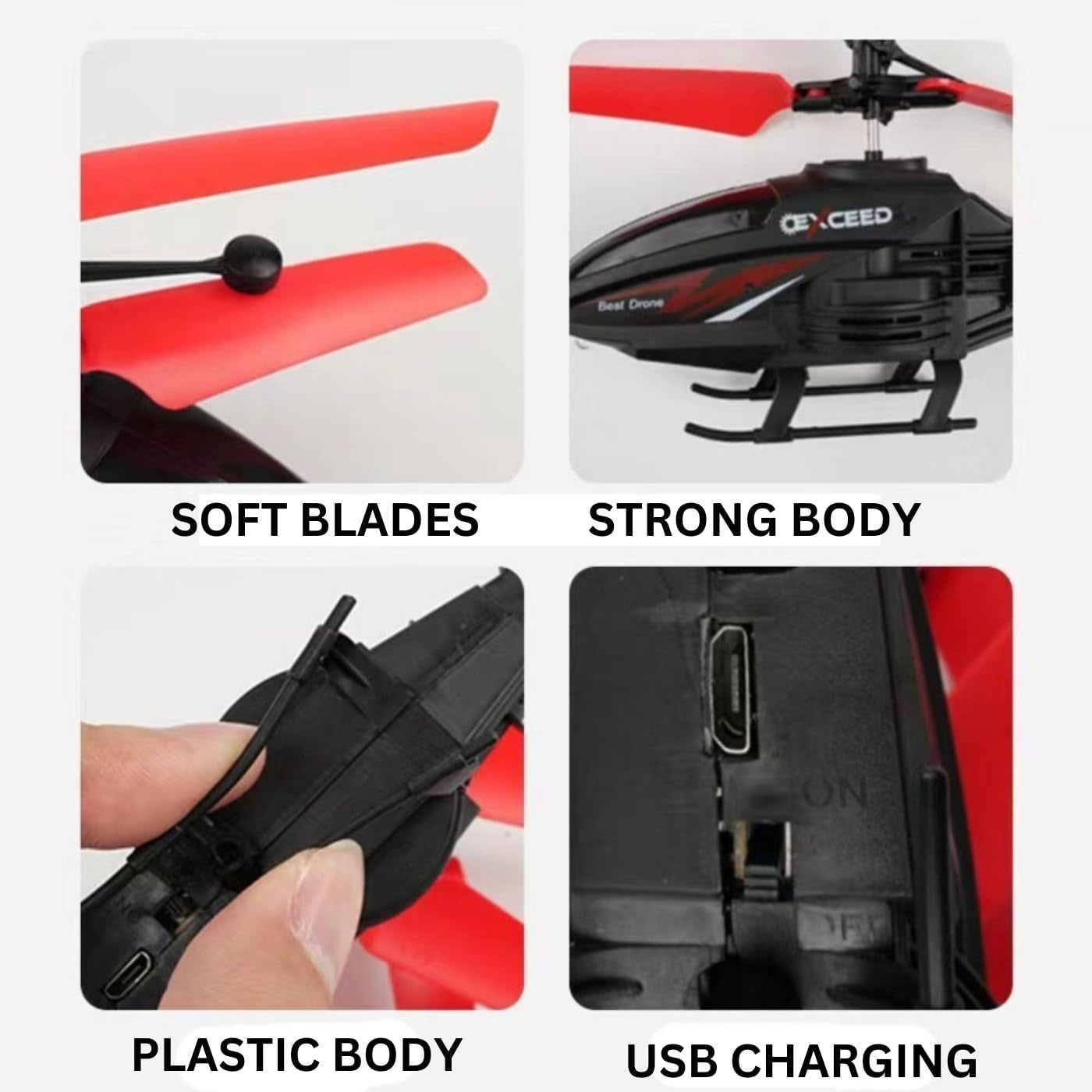 Hand Sensor RC Helicopter – 2-in-1 Flying Toy with LED Lights