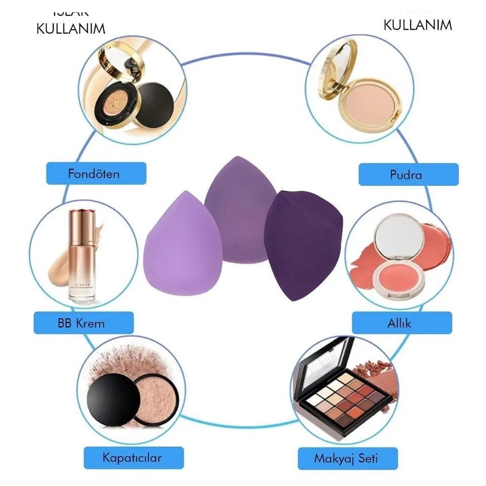 3PCS Multi Color Makeup Sponges