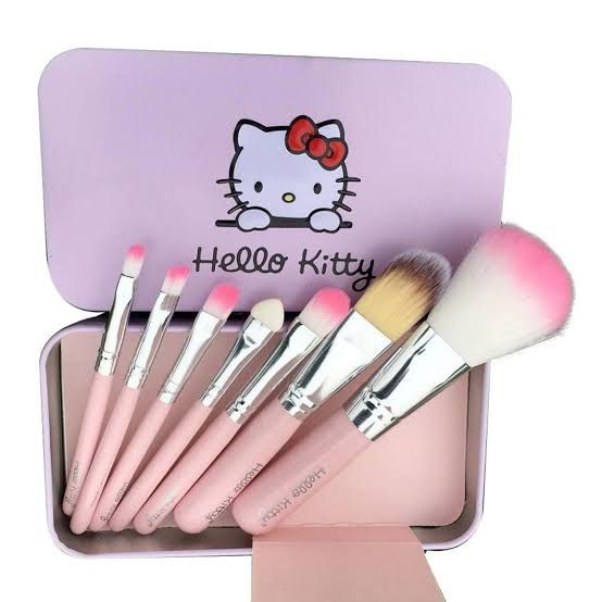 Hello Kitty Professional Makeup Brushes Set 07 Pcs With Box Pink Color
