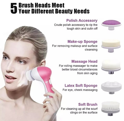 5-in-1 Facial Massager & Cleanser – Electric Exfoliator, Pore Cleaner & Blackhead Remover