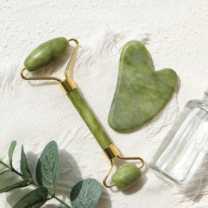 Jade Roller & Gua Sha Set – Skin Care and Face Massage Kit