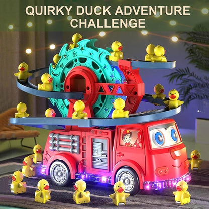 Fire Rail Car Toy – Colorful 4D LED Light & Sound Duck Track Set