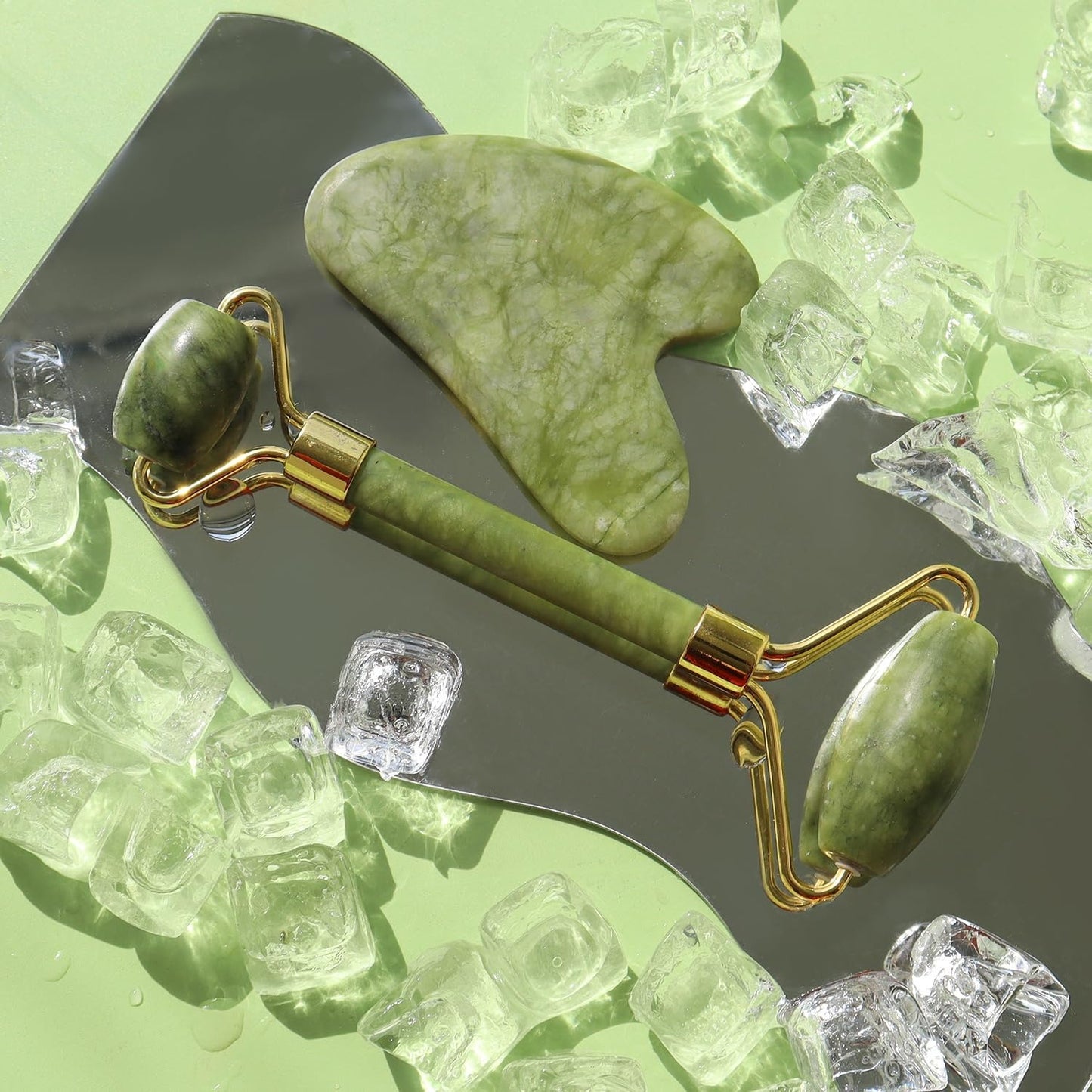 Jade Roller & Gua Sha Set – Skin Care and Face Massage Kit