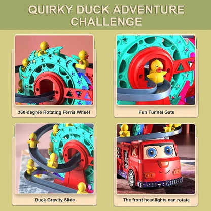 Fire Rail Car Toy – Colorful 4D LED Light & Sound Duck Track Set